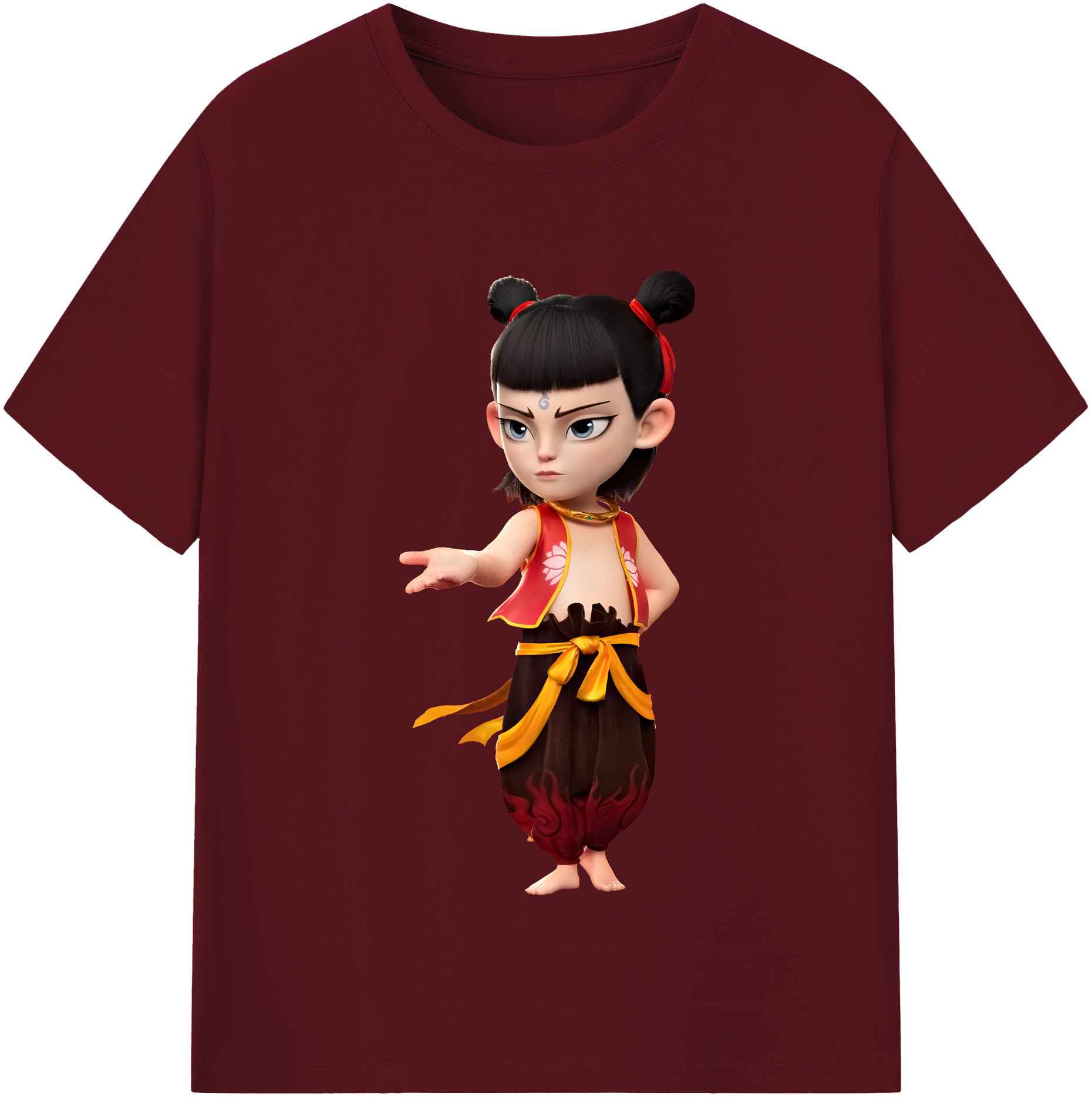 （画像用） Ne Zha 2 ナタ 魔童の大暴れ 綿100％半袖Tシャツ（フロントプリント）